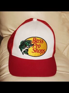 Bass Pro Shops Red White and Yellow Embroidered Logo Trucker Hat